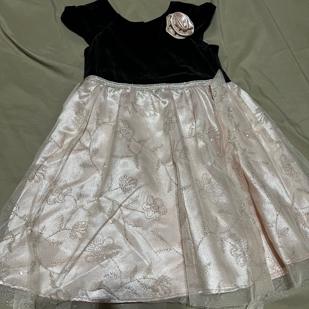 Jona Michelle Black and Pink Dress with Floral Detail 4T